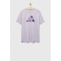 adidas Performance tricou de antrenament Designed for Movement culoarea violet, cu imprimeu