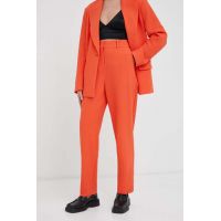 2NDDAY pantaloni femei, culoarea portocaliu, drept, high waist