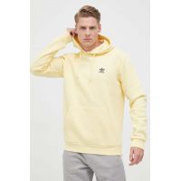 adidas Originals bluza barbati, culoarea galben, cu glugă, cu imprimeu