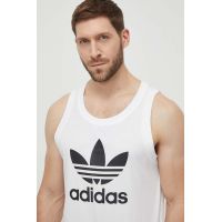 adidas Originals top din bumbac Adicolor Classics Trefoil Tank culoarea alb IA4808
