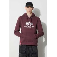 Alpha Industries bluză Basic Hoody bărbați, culoarea bordo, cu glugă, cu imprimeu 178312.21-maroon