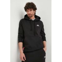 Alpha Industries bluză Basic Hoody Small Logo bărbați, culoarea negru, cu glugă, cu imprimeu 196318.03-black