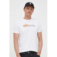 Alpha Industries tricou din bumbac Koszulka Alpha Industries Alpha Label T 118502 09 culoarea alb, cu imprimeu 118502.09-white