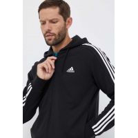 adidas hanorac de bumbac bărbați, culoarea negru, cu glugă, cu imprimeu  IC0433