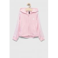 adidas bluza copii culoarea roz, cu glugă, cu imprimeu