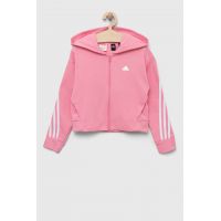 adidas bluza copii culoarea roz, cu glugă, cu imprimeu