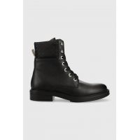 BOSS cizme de piele Vanity femei, culoarea negru, cu toc plat, 50498809