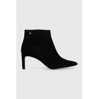 BOSS cizme din piele intoarsa Janet Bootie 70-S femei, culoarea negru, cu toc cui, 50498739