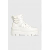 Buffalo botine BN16308051 Raven Snow Laceup Mi femei, culoarea alb, cu toc plat, izolat