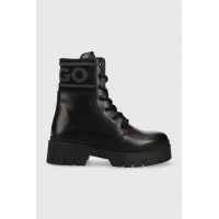 HUGO bocanci de piele Kris femei, culoarea negru, cu platforma, 50494685