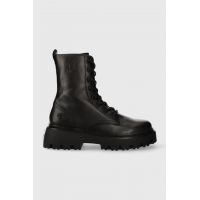 Naked Wolfe bocanci de piele Faithful femei, culoarea negru, cu toc plat