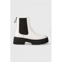 HUGO ghete chelsea de piele Kris femei, culoarea alb, cu platforma, 50494677