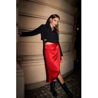 Answear Lab fusta culoarea rosu, midi, creion