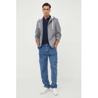 BOSS bluza barbati, culoarea gri, cu glugă, melanj