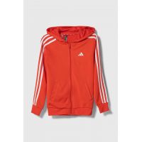 adidas bluza copii culoarea rosu, cu glugă, cu imprimeu