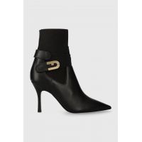 Furla cizme de piele Furla Sign femei, culoarea negru, cu toc cui, YG63SGN BX2164 O6000