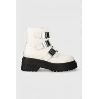 Tommy Jeans cizme de piele TJW CHUNKY BOOT HARDWARE femei, culoarea alb, cu platforma, EN0EN02443