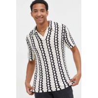 Abercrombie & Fitch tricou polo barbati, culoarea alb, modelator