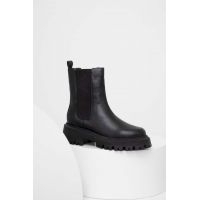 Answear Lab ghete chelsea de piele femei, culoarea negru, cu platforma