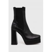 Karl Lagerfeld Jeans ghete chelsea de piele STAK HEEL II femei, culoarea negru, cu toc drept, KLJ93140