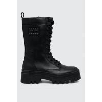 Tommy Jeans bocanci de piele TJW FASHION LACE UP femei, culoarea negru, cu platforma, EN0EN02296
