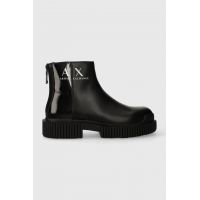 Armani Exchange botine femei, culoarea negru, cu platforma, XDM009.XV742.K001