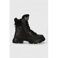 Karl Lagerfeld ghete de piele TREKKA MAX KC femei, culoarea negru, cu platforma, izolat, KL43563
