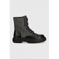 Pepe Jeans bocanci YOKO JACQUARD femei, culoarea negru, cu platforma, PLS50505