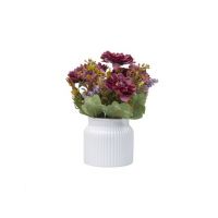 Aranjament floral, in ghiveci din ceramica, H 20, model crizantema, culoare grena / ZTS 8056_1 Engros