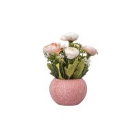Aranjament floral, in ghiveci din ceramica, H 20, model trandafiri, culoare ghiveci roz / ZTS 8057_1 Engros