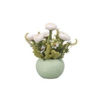 Aranjament floral, in ghiveci din ceramica, H 20, model trandafiri, culoare ghiveci verde/ ZTS 8057_3 Engros