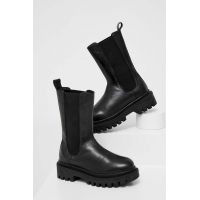 Answear Lab ghete chelsea de piele X limited collection NO SHAME femei, culoarea negru, cu toc plat