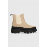 Charles Footwear cizme din piele intoarsa Bette femei, culoarea bej, cu platforma, Bette.Boots.Sabbia