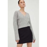 Drykorn fusta de lana culoarea negru, mini, drept