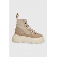 Inuikii bocanci din piele intoarsa Matilda Shearling culoarea bej, cu platforma, izolat, 35203-028