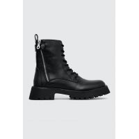 Answear Lab bocanci femei, culoarea negru, cu toc plat, izolare usoara