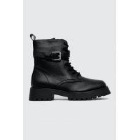 Answear Lab bocanci femei, culoarea negru, cu toc plat, izolare usoara