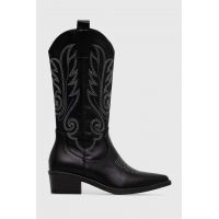 Answear Lab cizme femei, culoarea negru, cu toc plat, izolare usoara