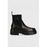 Karl Lagerfeld ghete chelsea de piele KOMBAT KC femei, culoarea negru, cu toc plat, KL45340