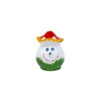 Ciuperca decorativa pentru gradina, din ceramica, mica smiley, inaltime 14cm, latime 12cm / EXT 10210 Engros