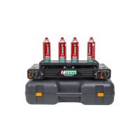 Pachet aragaz camping cu 2 ochiuri, aprindere electrica, putere 2x2.3kw, cu tava gril, spatula, cleste si cutie de transportat + 4 butelii 410ml / ZTS 5620_1 Engros