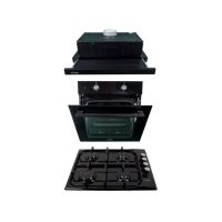 Pachet cuptor incorporabil (1857), capacitate 51L, electric, negru, plita incorporabila email (0034), 50 x 60 cm, gaz butelie sau gaz natural (duze de schimb incluse), hota 1 motor, putere 140W (1895), 60X50 cm / SET 30127 Engros