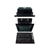 Pachet cuptor incorporabil (1857), capacitate 51L, electric, negru, plita incorporabila email 0041, 60X50X15 cm, gaz butelie sau gaz natural, duze de schimb incluse, hota 1 motor, putere 140W (1895), 60X50 cm / SET 30126 Engros