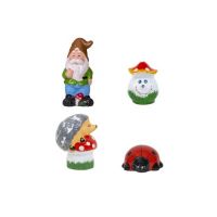 Pachet decor pentru gradina din ceramica, pitic, ciuperca, buburuza si arici / EXT 10224 Engros