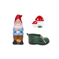 Pachet decor pentru gradina din ceramica, pitic, ciuperca si bocanc / EXT 10223 Engros