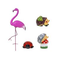 Pachet decor pentru gradina, flamingo, buburuza si 2 x arici / EXT 10247 Engros
