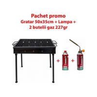 Pachet promo - Gratar metalic 50x35 (5208) + Lampa gaz (ZTS 5412) + 2 Butelii 227gr. (5214) Engros