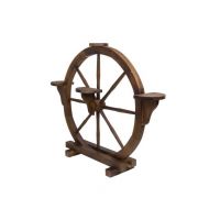 Suport din lemn pentru 4 flori, model roata maro, 104x83cm / EXT 10788 Engros