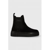 Gant cizme din piele intoarsa Snowmont femei, culoarea negru, cu toc plat, izolat, 27553397.G00