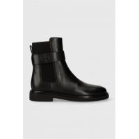 Tory Burch ghete chelsea de piele DOUBLE T CHELSEA BOOT femei, culoarea negru, cu toc plat, 152831-004